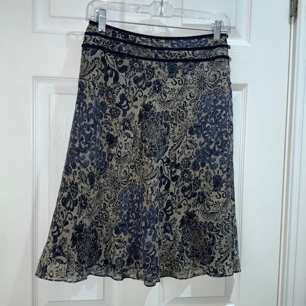Ann Taylor silk paisley skirt size 0 petite feminine classic career